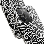 iPhone Samsung Floral Lace Tough Phone Case — Black & White Protective iPhone Cover #8594775703735