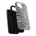 iPhone Samsung Floral Lace Tough Phone Case — Black & White Protective iPhone Cover #8594775703735