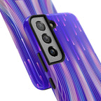 iPhone Samsung Tough Phone Case — Purple Gradient Light Trails Protective Cover — Abstract Glowing Dynamic Design