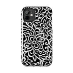 iPhone Samsung Floral Lace Tough Phone Case — Black & White Protective iPhone Cover #8594775703735
