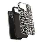 iPhone Samsung Floral Lace Tough Phone Case — Black & White Protective iPhone Cover #8594775703735
