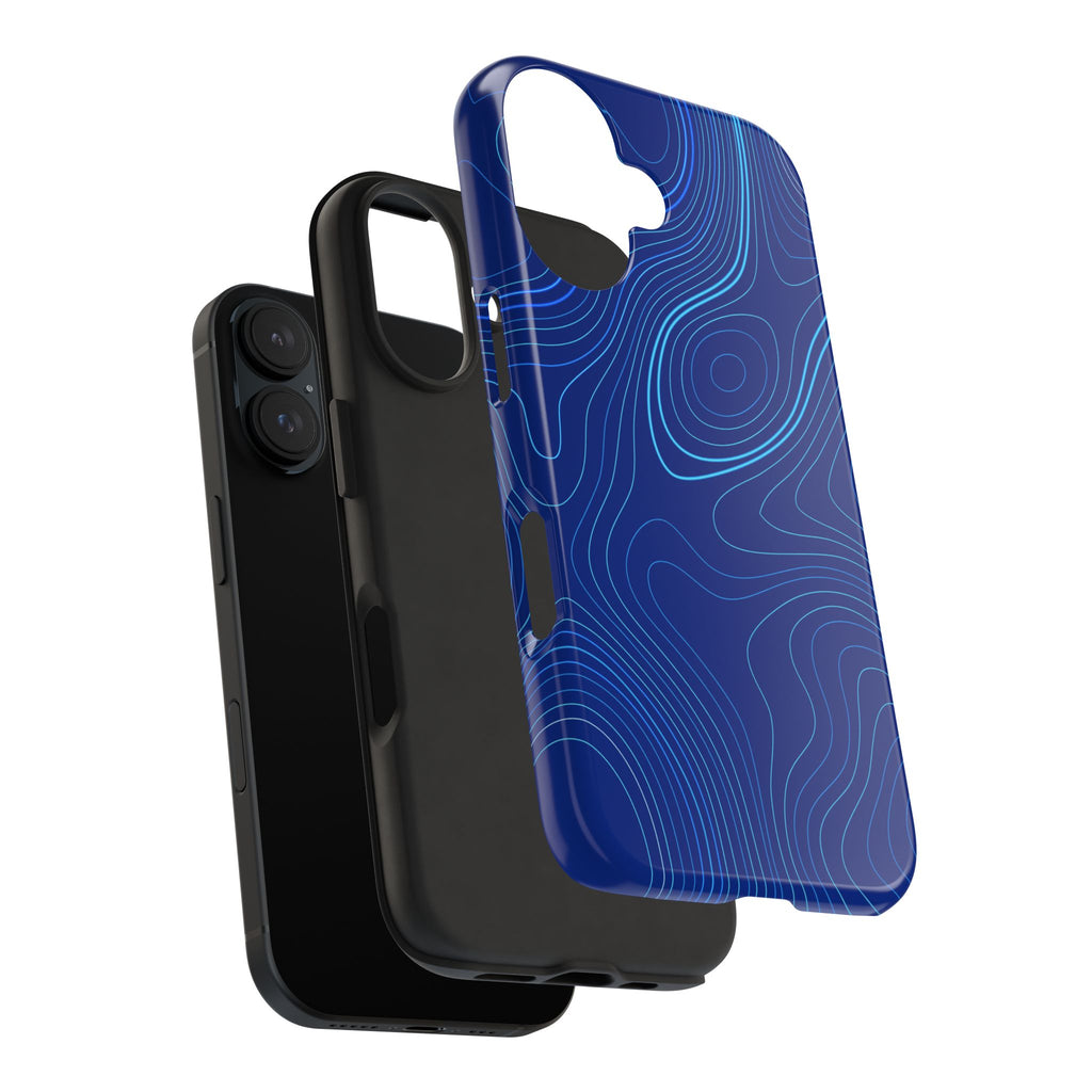 iPhone Samsung Tough Phone Case — Abstract Topographic Design — Rugged Protective Phone Case with Contour Line Design #8595451642039