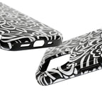iPhone Samsung Floral Lace Tough Phone Case — Black & White Protective iPhone Cover #8594775703735