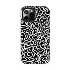 iPhone Samsung Floral Lace Tough Phone Case — Black & White Protective iPhone Cover #8594775703735