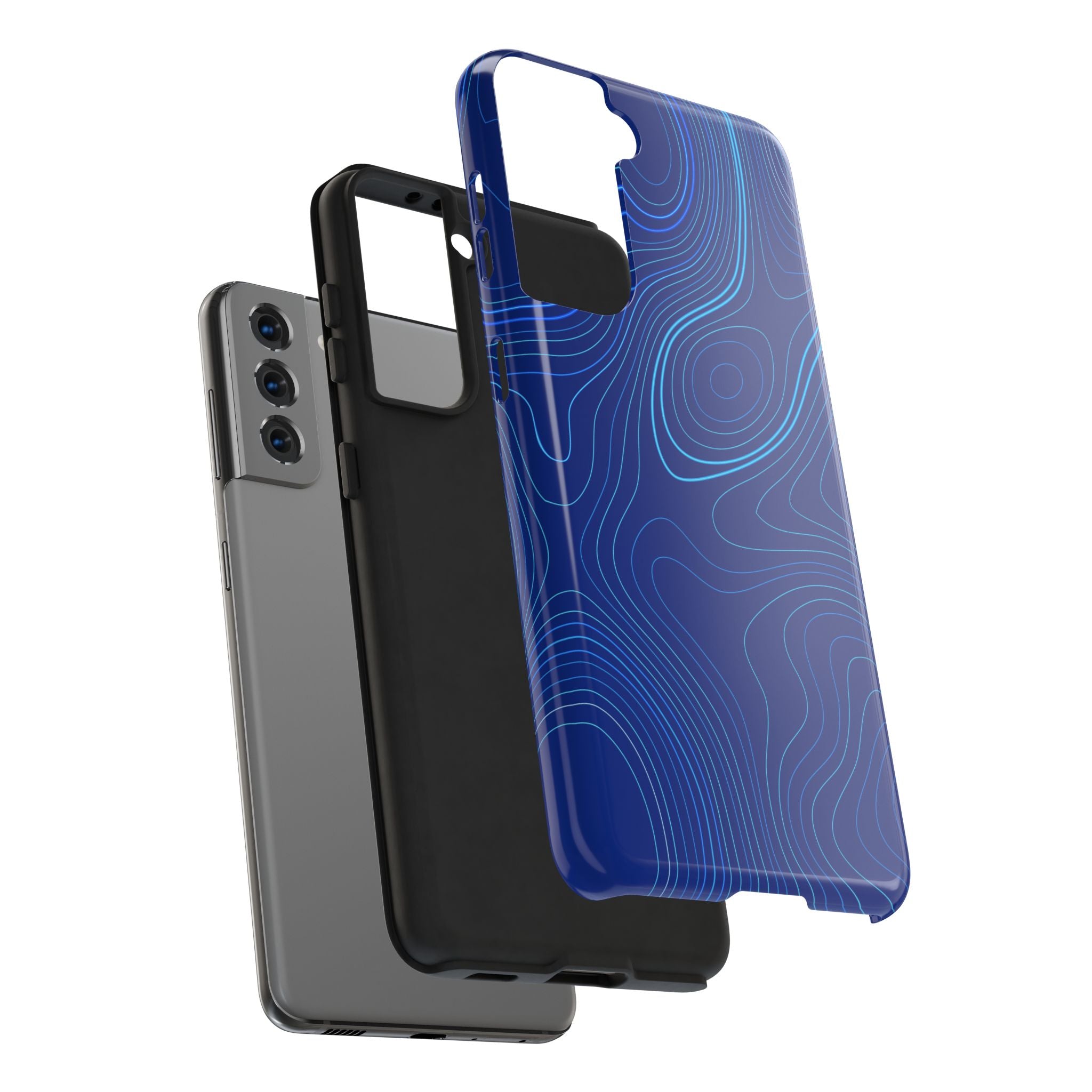 iPhone Samsung Tough Phone Case — Abstract Topographic Design — Rugged Protective Phone Case with Contour Line Design #8595451642039