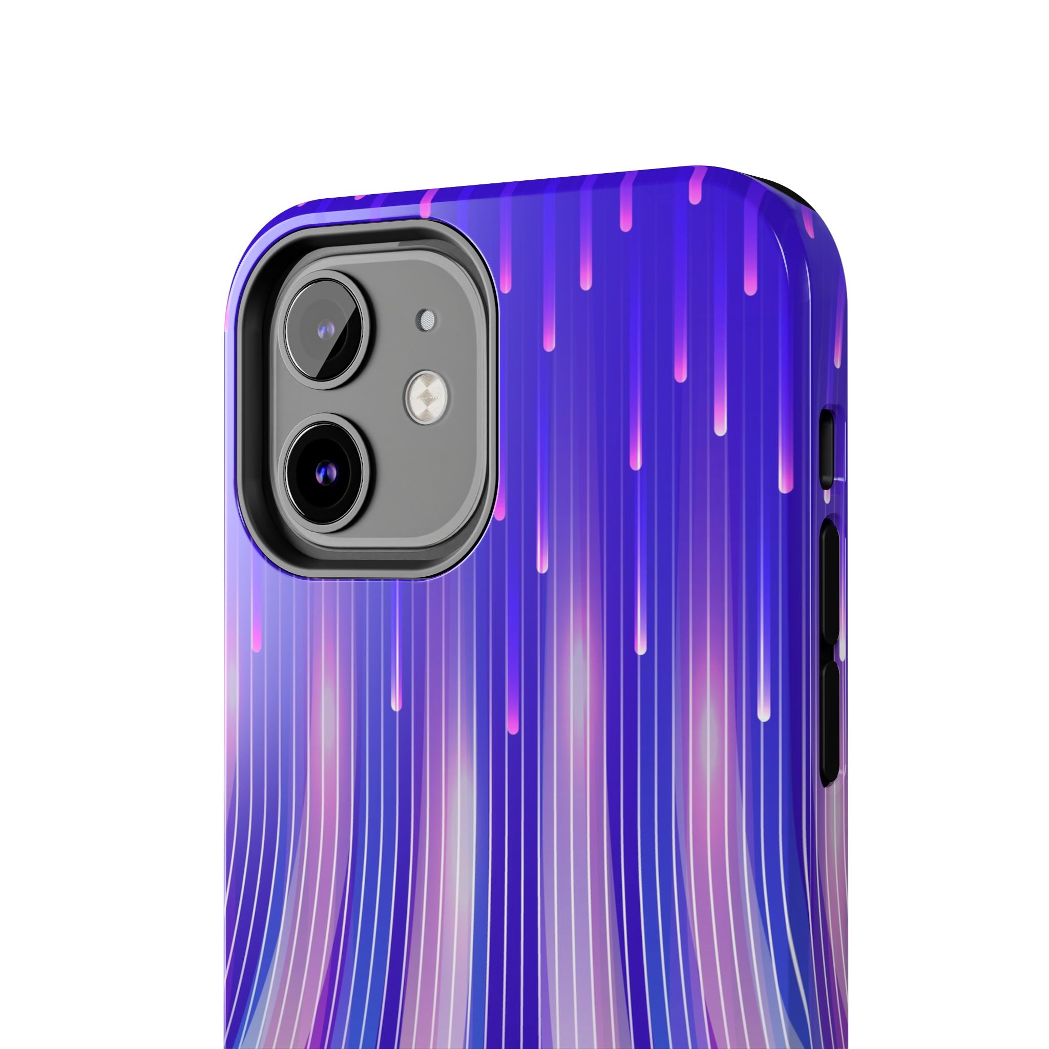 iPhone Samsung Tough Phone Case — Purple Gradient Light Trails Protective Cover — Abstract Glowing Dynamic Design