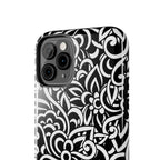 iPhone Samsung Floral Lace Tough Phone Case — Black & White Protective iPhone Cover #8594775703735