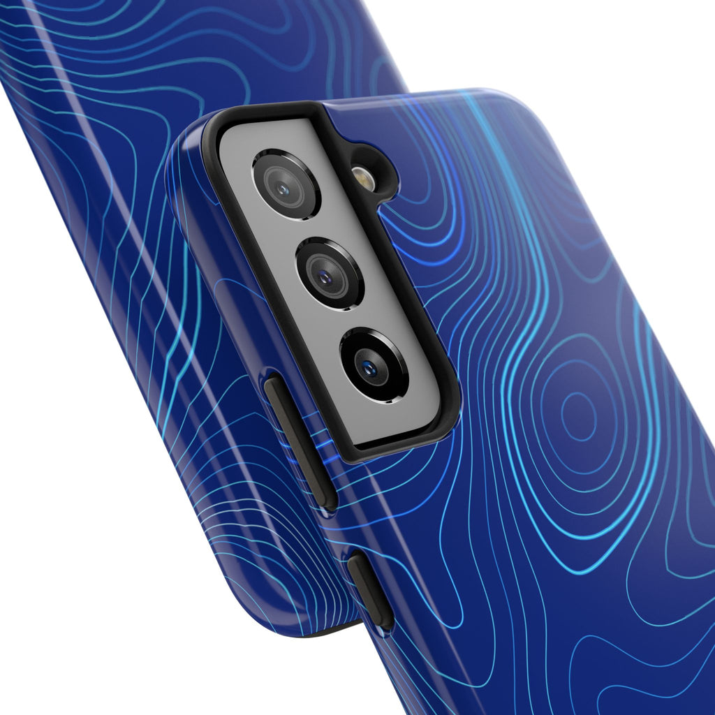 iPhone Samsung Tough Phone Case — Abstract Topographic Design — Rugged Protective Phone Case with Contour Line Design #8595451642039