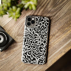 iPhone Samsung Floral Lace Tough Phone Case — Black & White Protective iPhone Cover #8594775703735