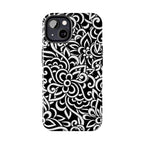 iPhone Samsung Floral Lace Tough Phone Case — Black & White Protective iPhone Cover #8594775703735