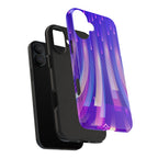 iPhone Samsung Tough Phone Case — Purple Gradient Light Trails Protective Cover — Abstract Glowing Dynamic Design