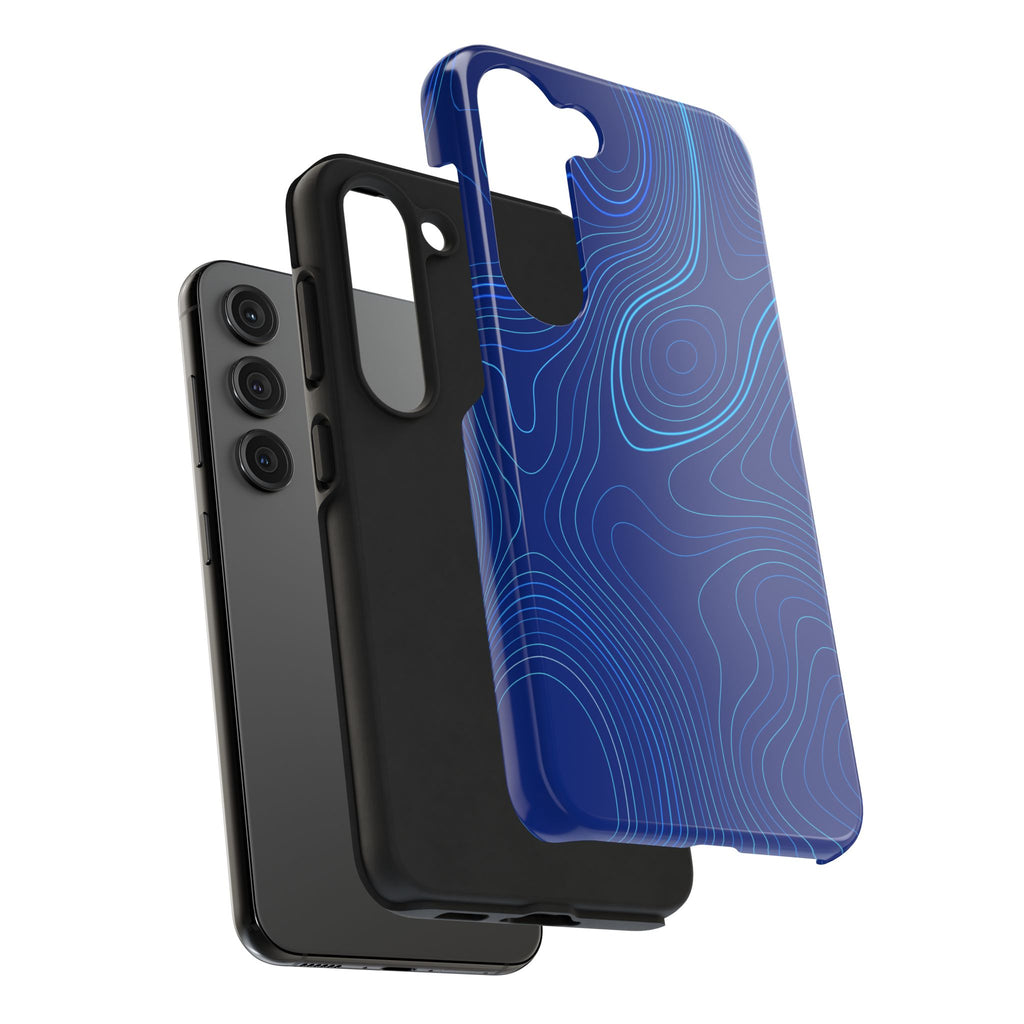 iPhone Samsung Tough Phone Case — Abstract Topographic Design — Rugged Protective Phone Case with Contour Line Design #8595451642039