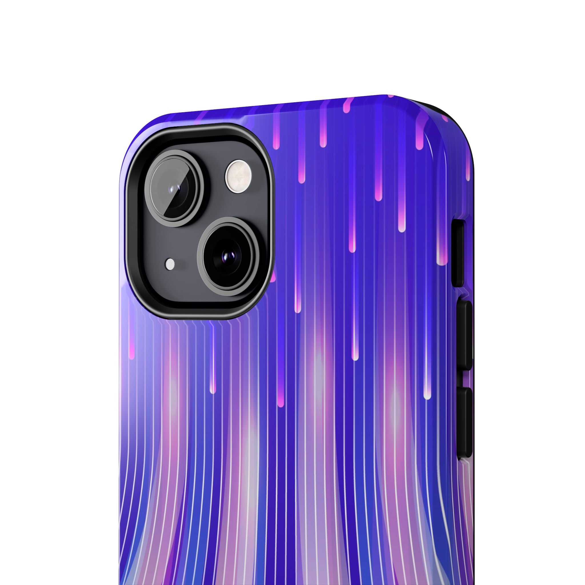 iPhone Samsung Tough Phone Case — Purple Gradient Light Trails Protective Cover — Abstract Glowing Dynamic Design