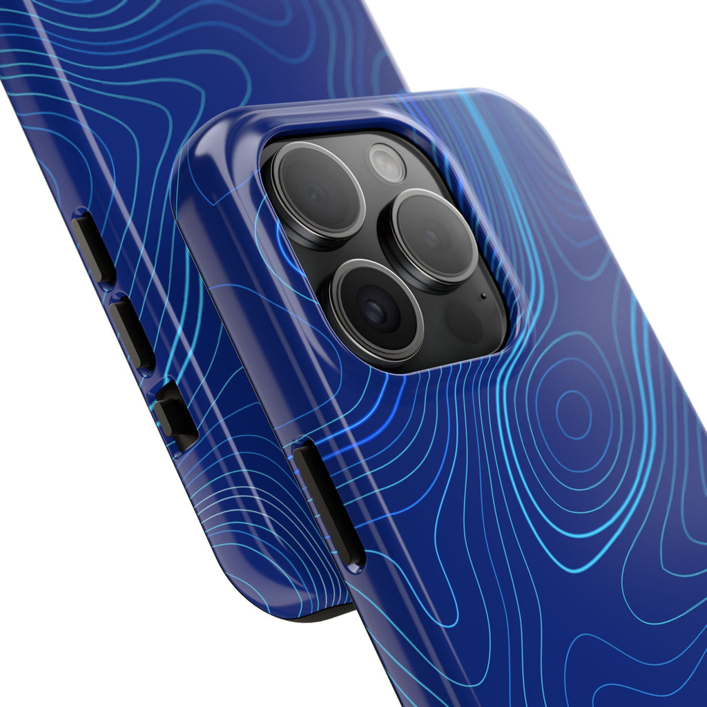 iPhone Samsung Tough Phone Case — Abstract Topographic Design — Rugged Protective Phone Case with Contour Line Design #8595451642039