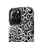 iPhone Samsung Floral Lace Tough Phone Case — Black & White Protective iPhone Cover #8594775703735