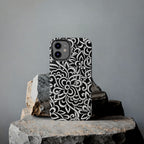 iPhone Samsung Floral Lace Tough Phone Case — Black & White Protective iPhone Cover #8594775703735