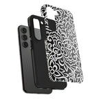 iPhone Samsung Floral Lace Tough Phone Case — Black & White Protective iPhone Cover #8594775703735