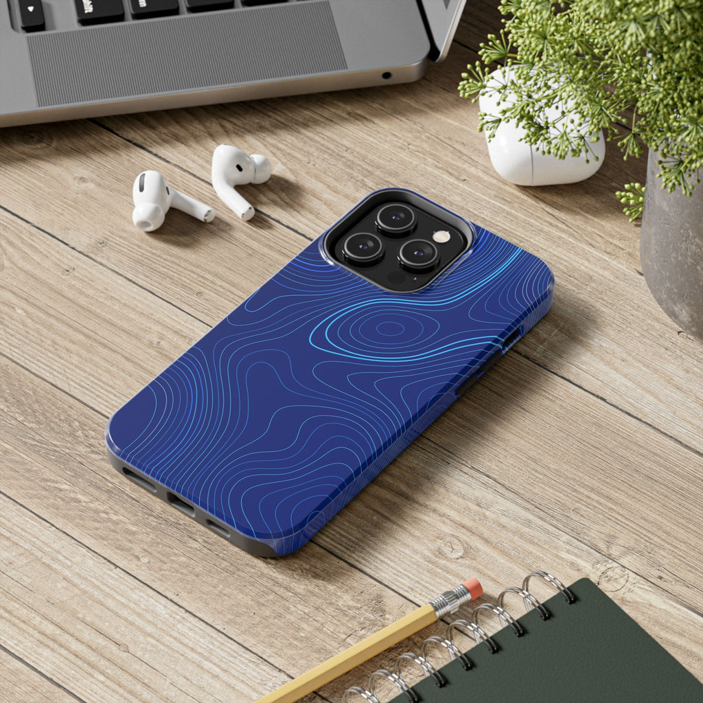 iPhone Samsung Tough Phone Case — Abstract Topographic Design — Rugged Protective Phone Case with Contour Line Design #8595451642039