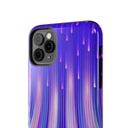iPhone Samsung Tough Phone Case — Purple Gradient Light Trails Protective Cover — Abstract Glowing Dynamic Design