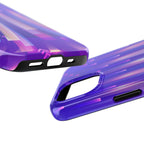 iPhone Samsung Tough Phone Case — Purple Gradient Light Trails Protective Cover — Abstract Glowing Dynamic Design