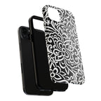 iPhone Samsung Floral Lace Tough Phone Case — Black & White Protective iPhone Cover #8594775703735