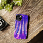 iPhone Samsung Tough Phone Case — Purple Gradient Light Trails Protective Cover — Abstract Glowing Dynamic Design