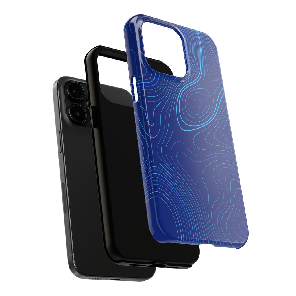 iPhone Samsung Tough Phone Case — Abstract Topographic Design — Rugged Protective Phone Case with Contour Line Design #8595451642039