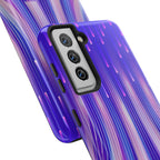 iPhone Samsung Tough Phone Case — Purple Gradient Light Trails Protective Cover — Abstract Glowing Dynamic Design
