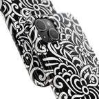iPhone Samsung Floral Lace Tough Phone Case — Black & White Protective iPhone Cover #8594775703735
