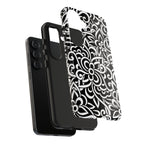 iPhone Samsung Floral Lace Tough Phone Case — Black & White Protective iPhone Cover #8594775703735