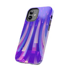 iPhone Samsung Tough Phone Case — Purple Gradient Light Trails Protective Cover — Abstract Glowing Dynamic Design