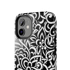 iPhone Samsung Floral Lace Tough Phone Case — Black & White Protective iPhone Cover #8594775703735