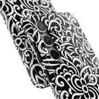 iPhone Samsung Floral Lace Tough Phone Case — Black & White Protective iPhone Cover #8594775703735