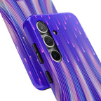 iPhone Samsung Tough Phone Case — Purple Gradient Light Trails Protective Cover — Abstract Glowing Dynamic Design