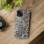 iPhone Samsung Floral Lace Tough Phone Case — Black & White Protective iPhone Cover #8594775703735
