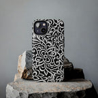 iPhone Samsung Floral Lace Tough Phone Case — Black & White Protective iPhone Cover #8594775703735