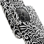 iPhone Samsung Floral Lace Tough Phone Case — Black & White Protective iPhone Cover #8594775703735
