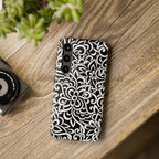 iPhone Samsung Floral Lace Tough Phone Case — Black & White Protective iPhone Cover #8594775703735