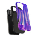iPhone Samsung Tough Phone Case — Purple Gradient Light Trails Protective Cover — Abstract Glowing Dynamic Design