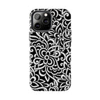 iPhone Samsung Floral Lace Tough Phone Case — Black & White Protective iPhone Cover #8594775703735