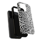 iPhone Samsung Floral Lace Tough Phone Case — Black & White Protective iPhone Cover #8594775703735
