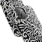 iPhone Samsung Floral Lace Tough Phone Case — Black & White Protective iPhone Cover #8594775703735