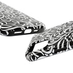 iPhone Samsung Floral Lace Tough Phone Case — Black & White Protective iPhone Cover #8594775703735