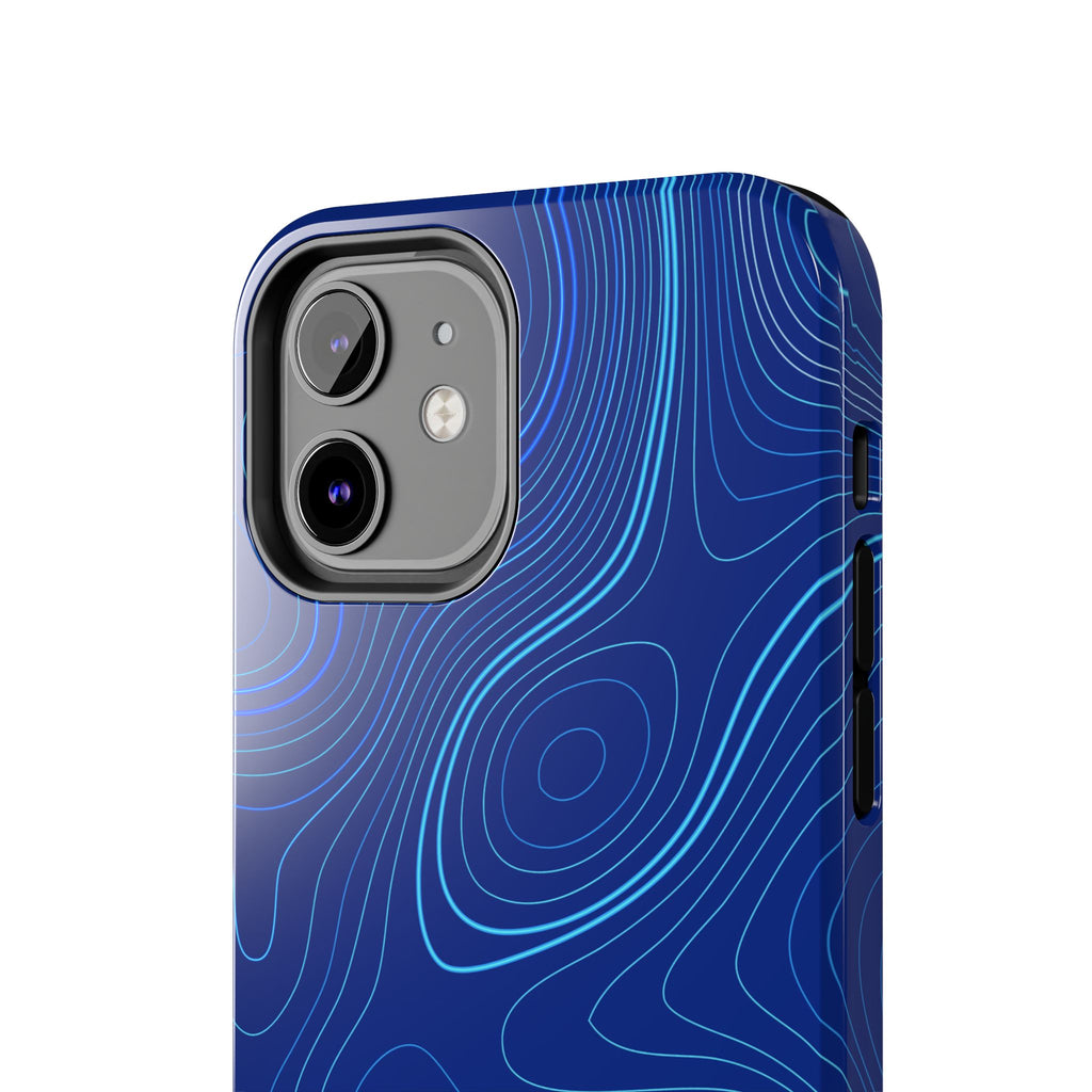 iPhone Samsung Tough Phone Case — Abstract Topographic Design — Rugged Protective Phone Case with Contour Line Design #8595451642039