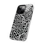 iPhone Samsung Floral Lace Tough Phone Case — Black & White Protective iPhone Cover #8594775703735