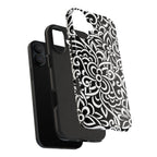 iPhone Samsung Floral Lace Tough Phone Case — Black & White Protective iPhone Cover #8594775703735