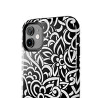 iPhone Samsung Floral Lace Tough Phone Case — Black & White Protective iPhone Cover #8594775703735